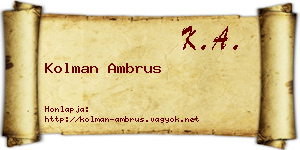 Kolman Ambrus névjegykártya